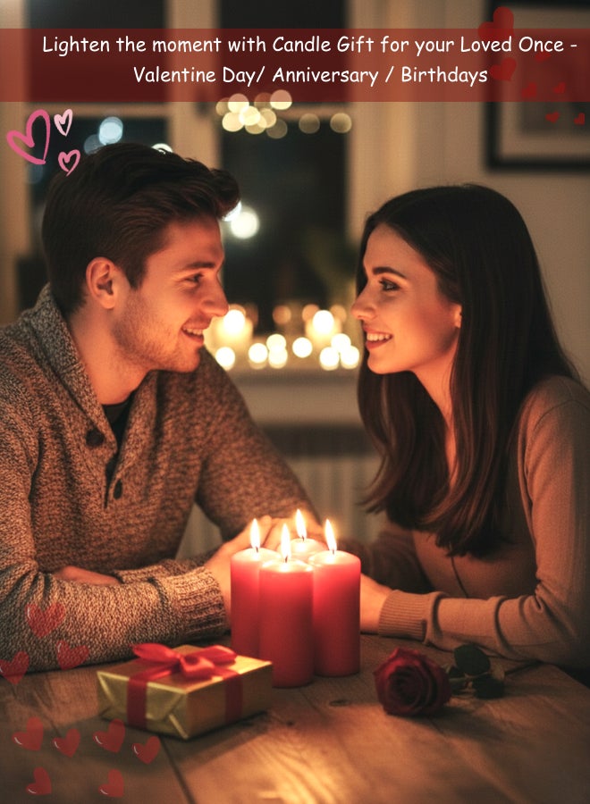 Feelings Red Scented Candle Set (4-Piece) - Romantic Valentine's Day Pillar Candles for Home Spa & Dinner - Image 4